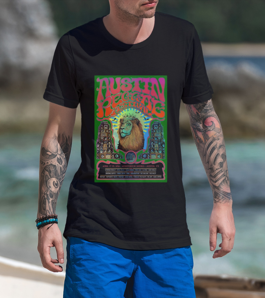 Austin Reggae Festival 2026 Auditorium Shores Stephen Marley Ziggy Marley Iration Jesse Royal Fortunate Youth T-Shirt