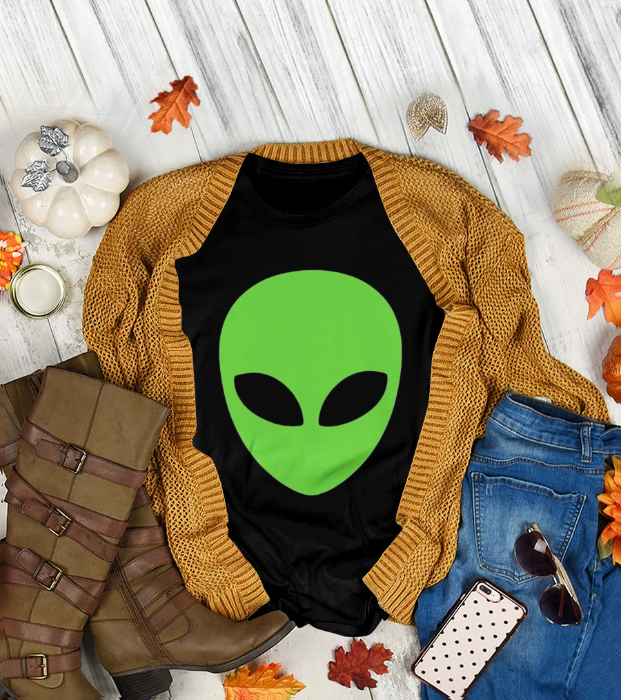 Balenciaga 2020 Alien Green Face Black Eyes T-Shirt
