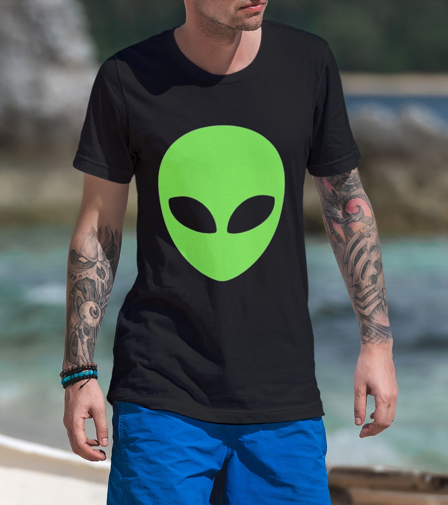 Balenciaga 2020 Alien Green Face Black Eyes T-Shirt