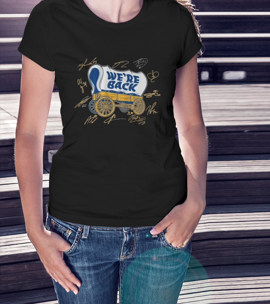 We're Back Buffalo Hockey Wagon Team Player Signatures T-Shirt