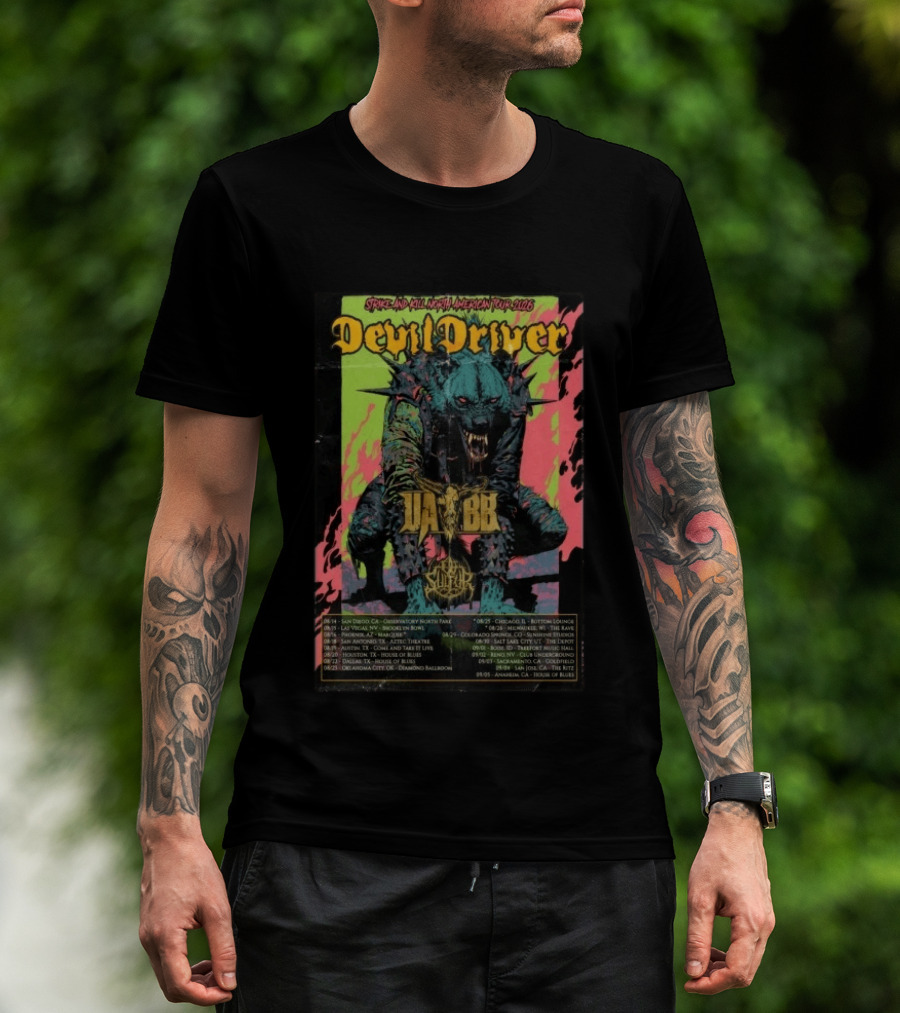 DevilDriver Strike And Kill North American Tour 2026 Dates Locations Monster T-Shirt