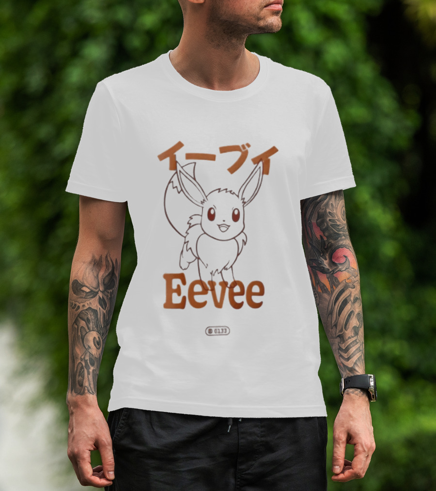 Japanese Minimalist Eevee Streetwear Fashion Anime T-Shirt
