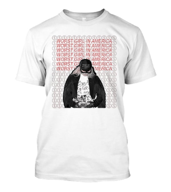 Slayyyter Worst Girl In America Black And White Goth Punk Style Red T-Shirt
