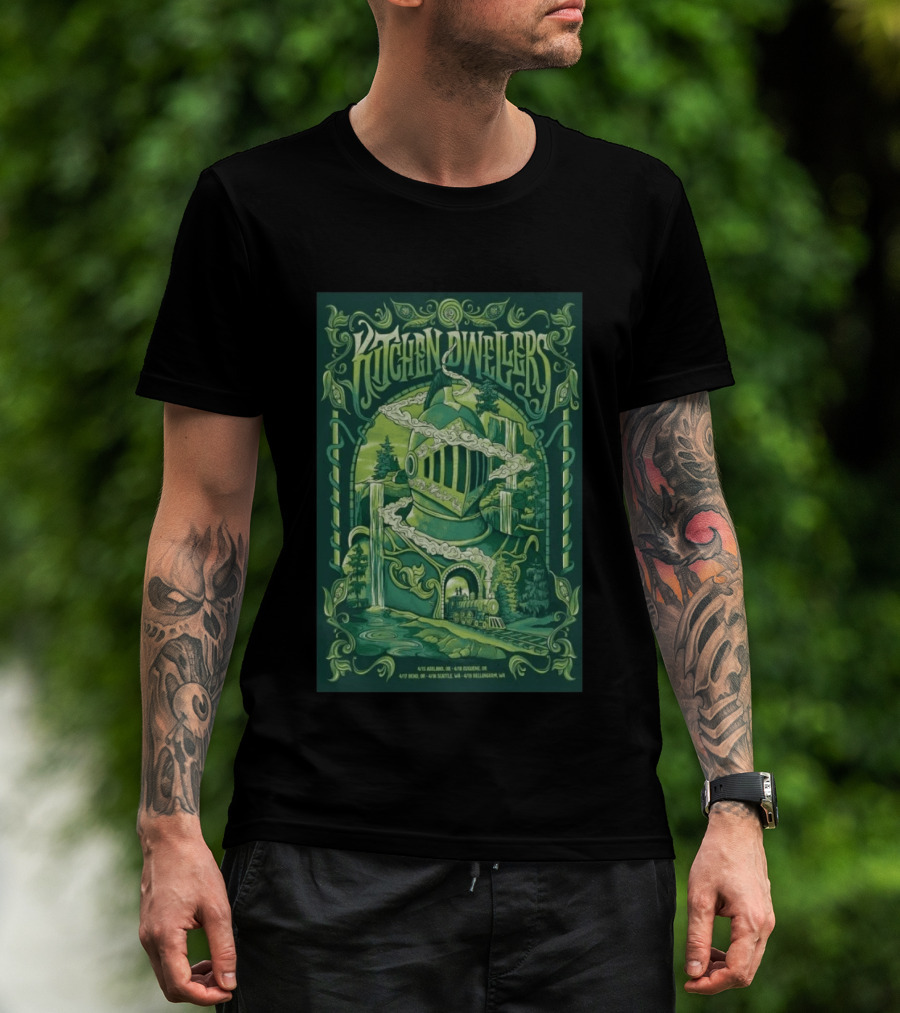 Kitchen Dwellers April 2026 Tour With Train And Nature T-Shirt