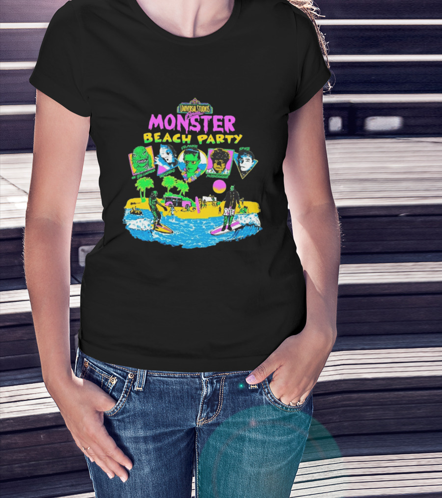 Universal Studios Florida Monster Beach Party The Big Lagoona Deadhead Frankie Retro Style Fun T-Shirt