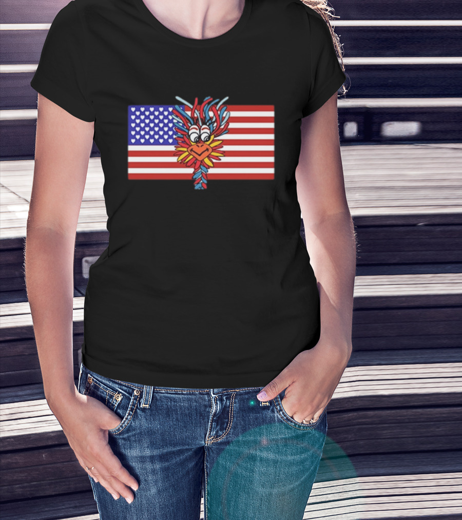 Patriotic Gooney Bird American Flag Hearts And Stripes T-Shirt