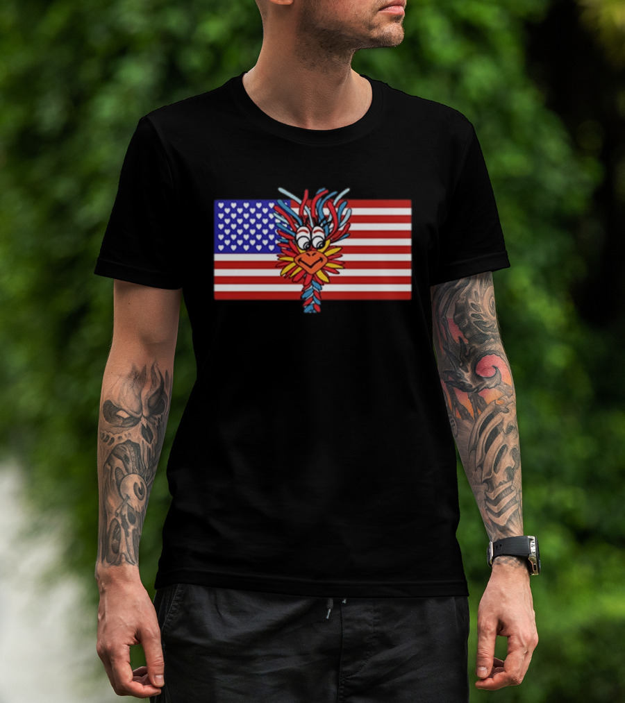Patriotic Gooney Bird American Flag Hearts And Stripes T-Shirt