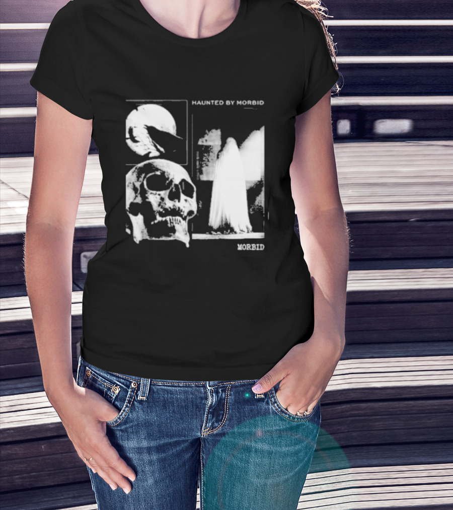 Haunted By Morbid Skull And Ghost Imagery Morbid Podcast T-Shirt