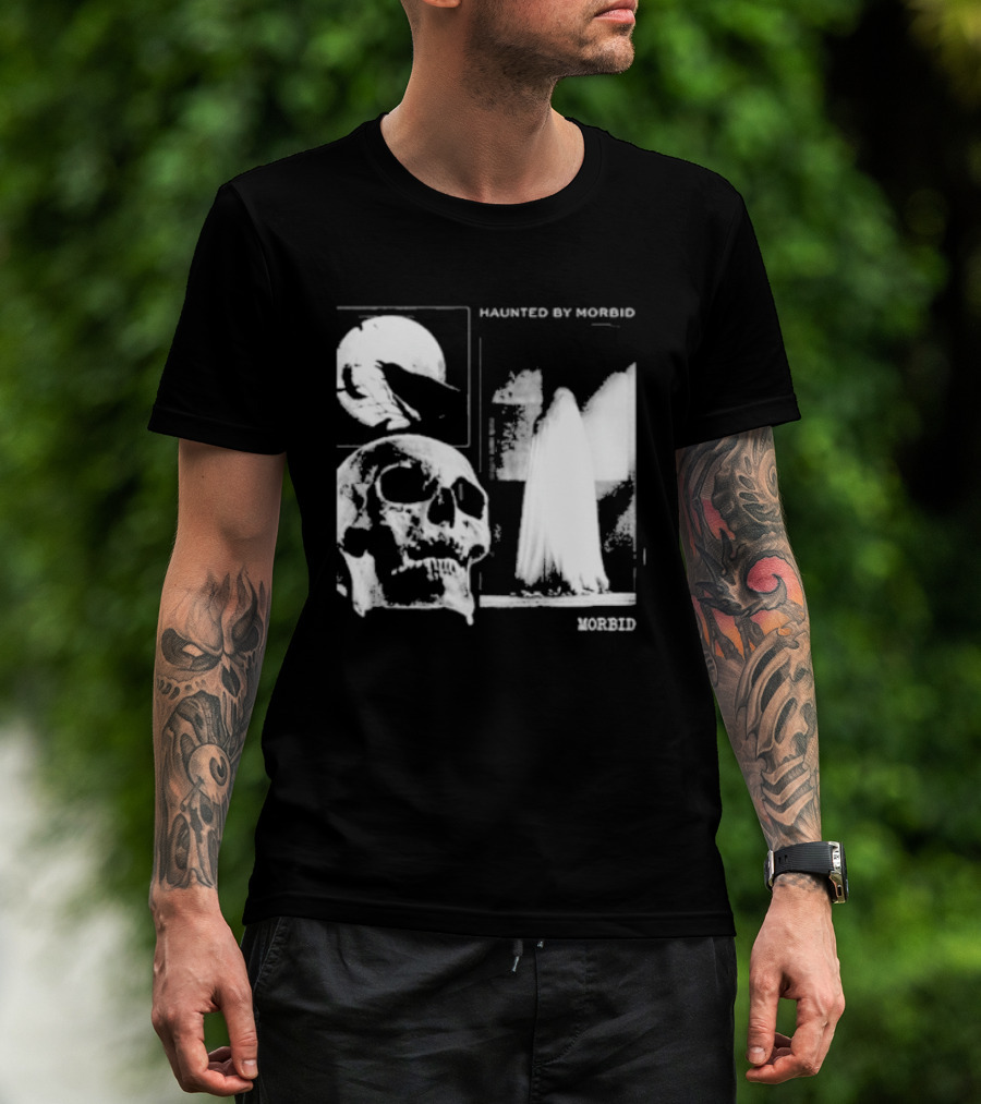 Haunted By Morbid Skull And Ghost Imagery Morbid Podcast T-Shirt