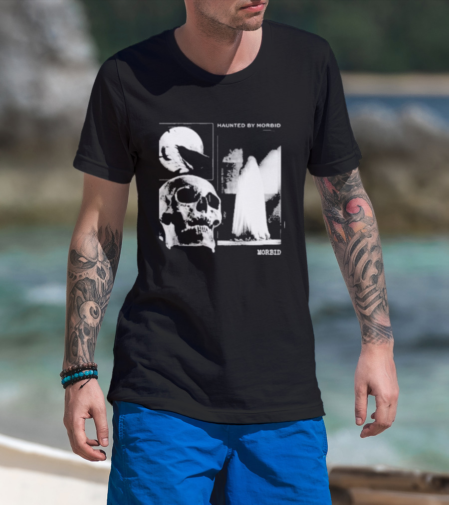 Haunted By Morbid Skull And Ghost Imagery Morbid Podcast T-Shirt
