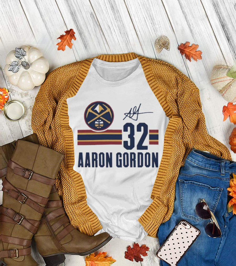 Aaron Gordon Denver Nuggets NBA 32 Basketball Signature T-Shirt