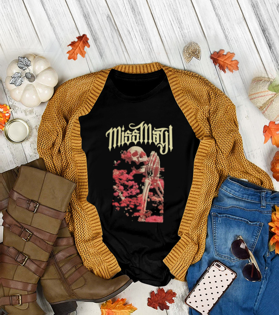 Miss May I Pray For Silence Skeleton Red Flowers T-Shirt