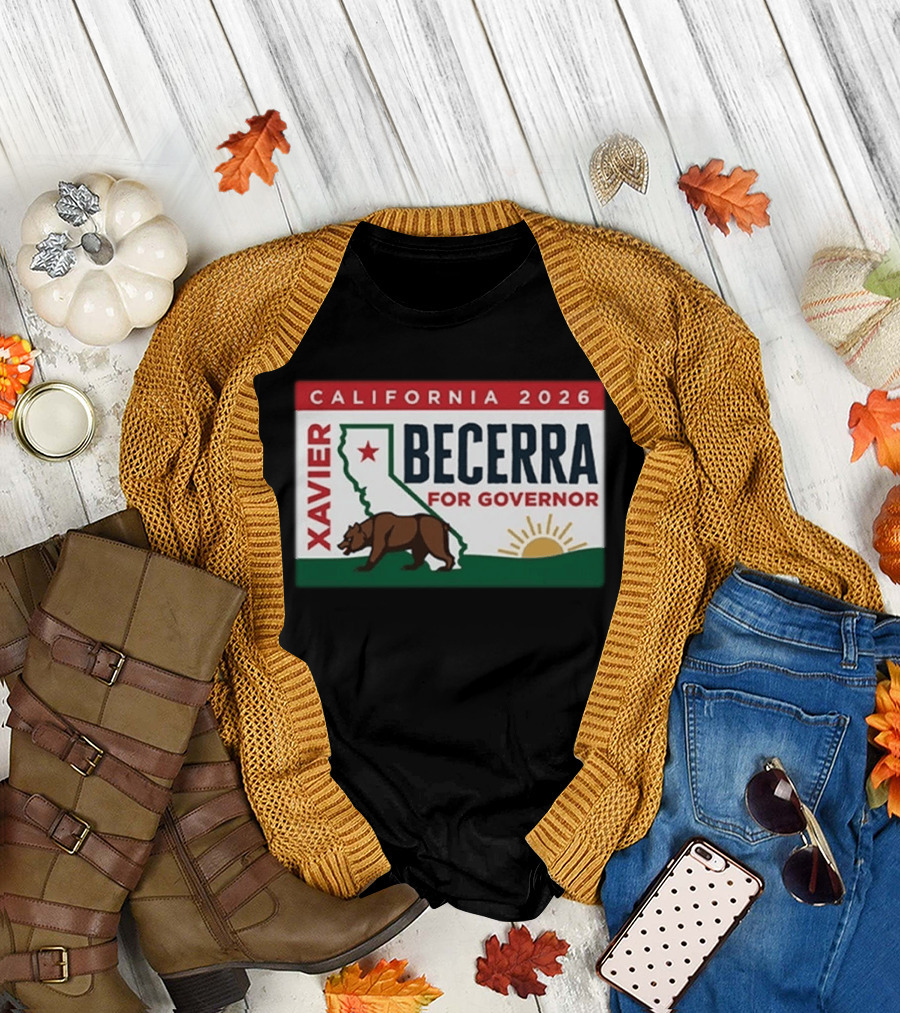 California 2026 Xavier Becerra for Governor Bear and Sun Campaign T-Shirt