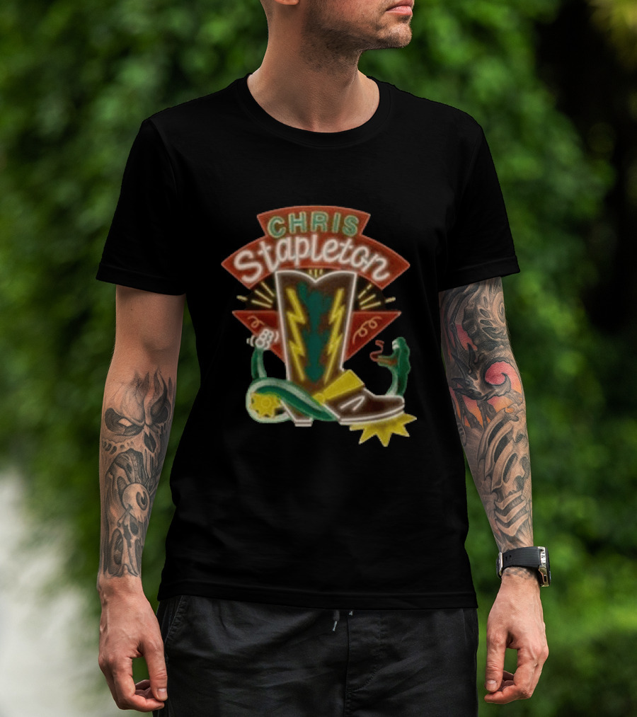 Chris Stapleton All America Road Tour Neon Boot And Snake T-Shirt