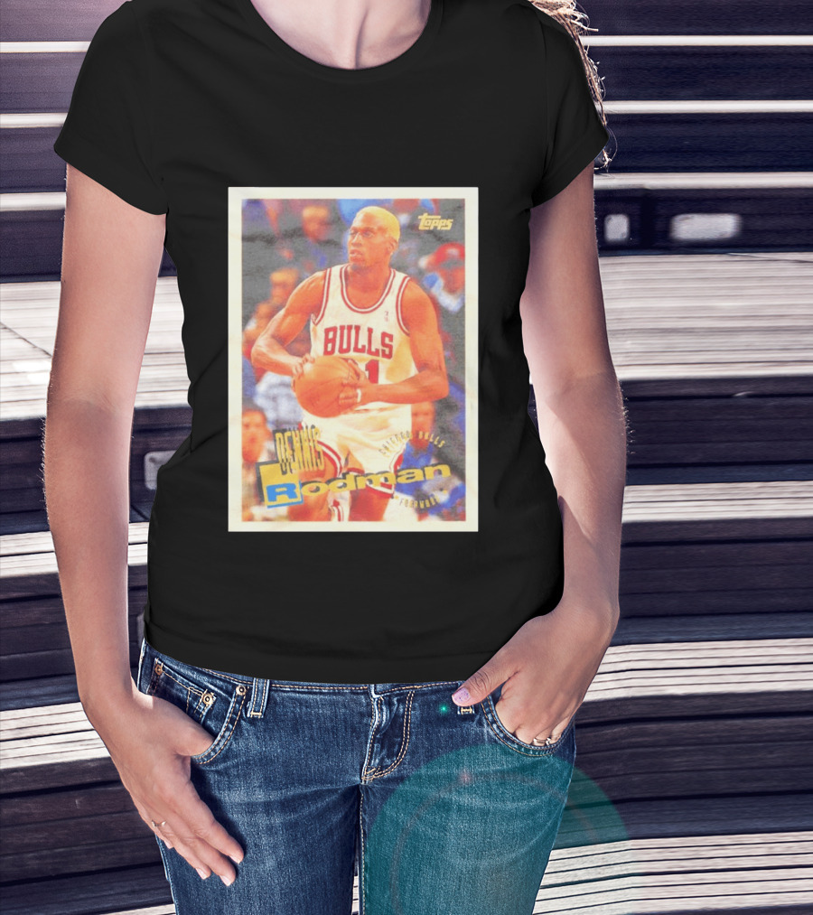 Dennis Rodman Chicago Bulls Topps Card NBA Forward T-Shirt
