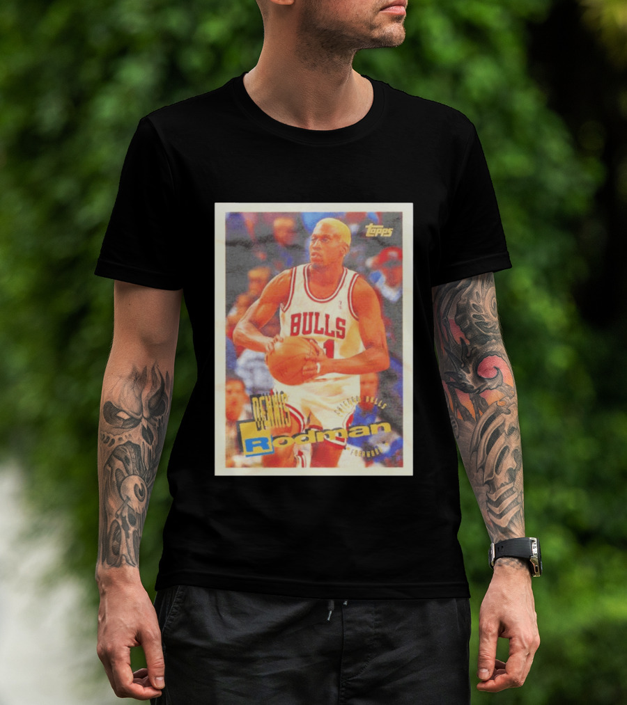 Dennis Rodman Chicago Bulls Topps Card NBA Forward T-Shirt