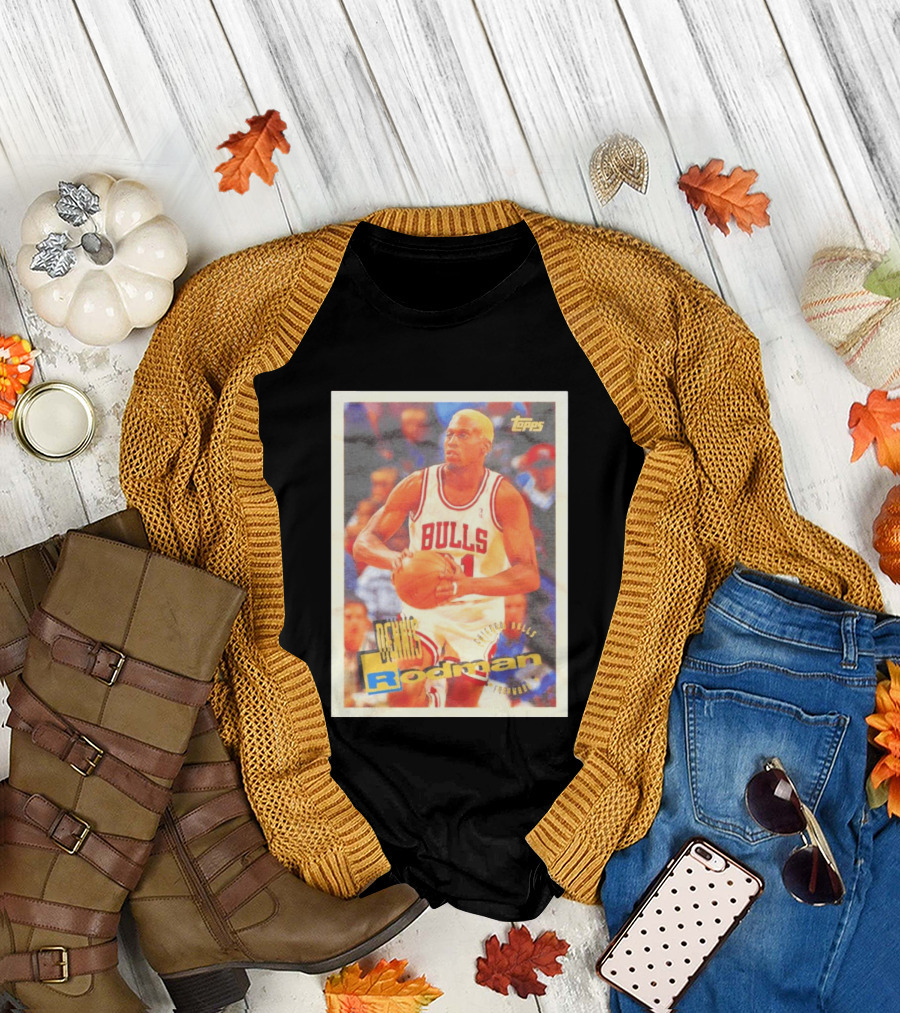Dennis Rodman Chicago Bulls Topps Card NBA Forward T-Shirt
