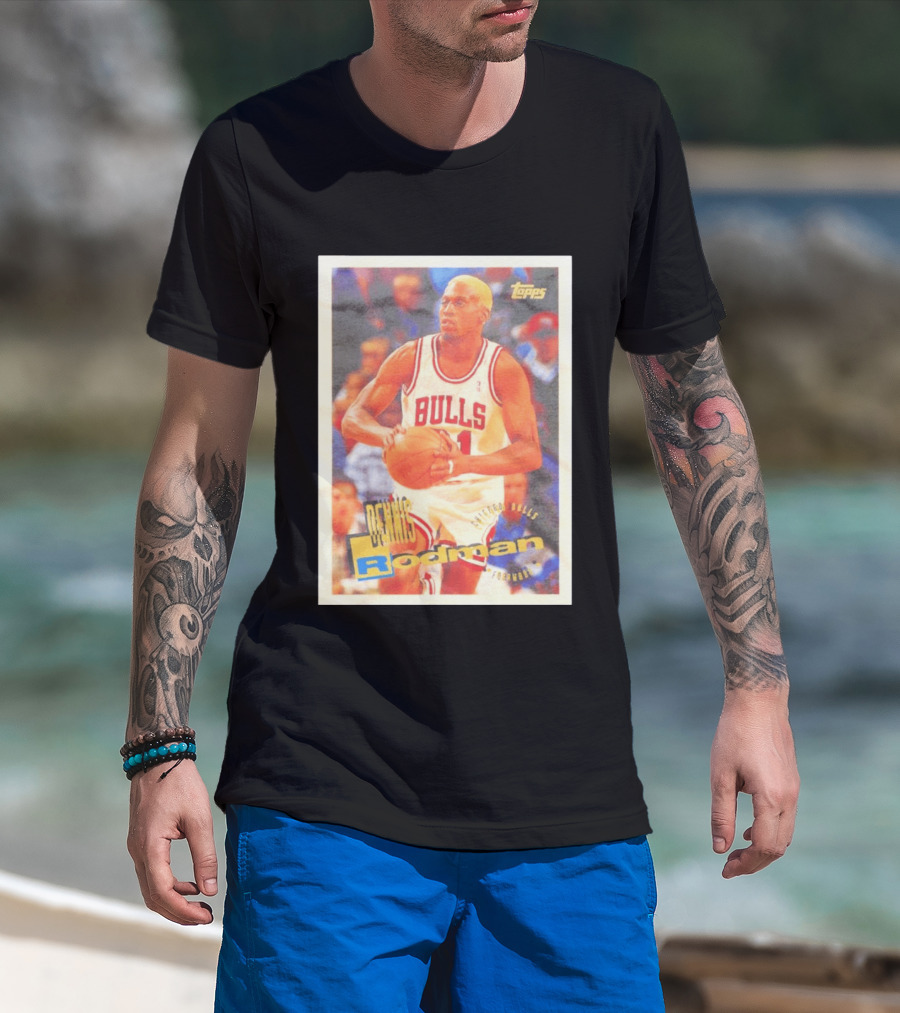 Dennis Rodman Chicago Bulls Topps Card NBA Forward T-Shirt