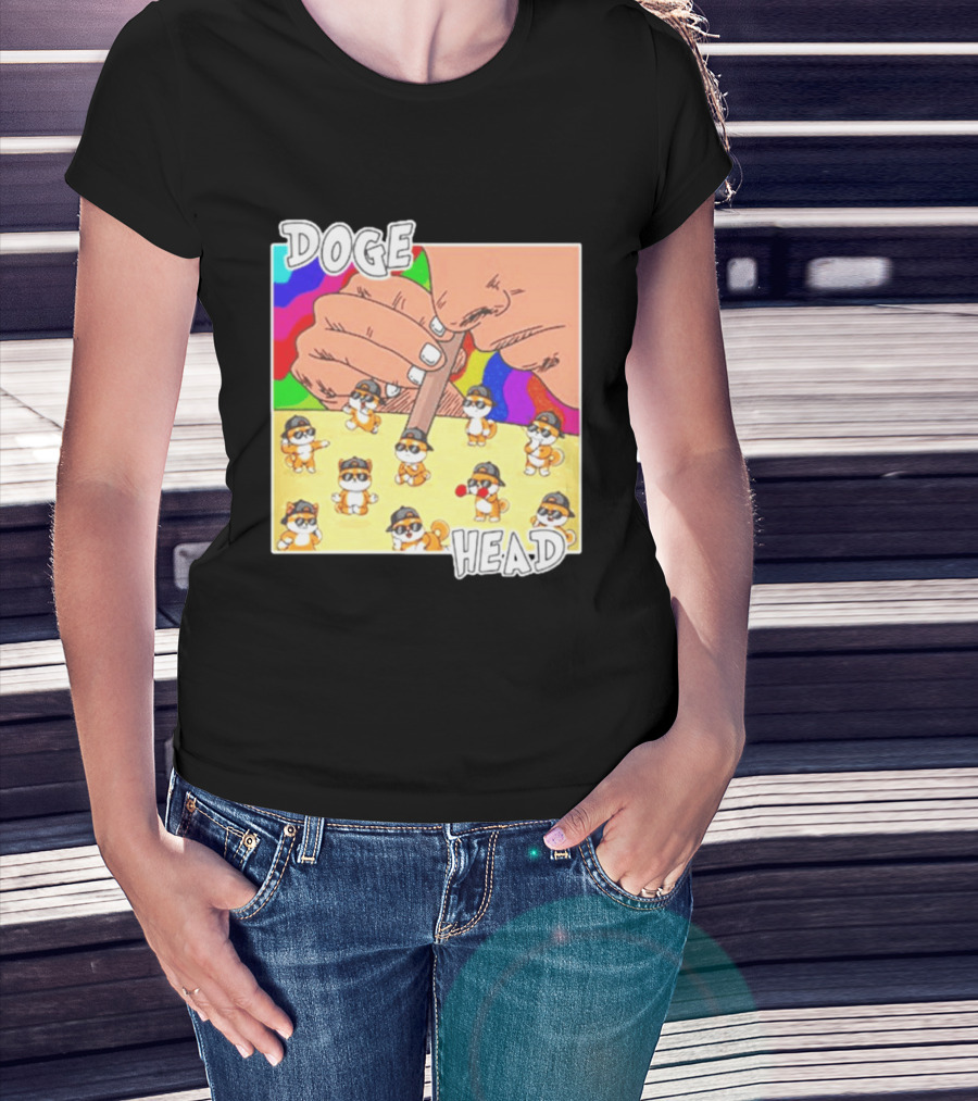 Doge Head Meme Cartoon With Dogs And Sunglasses T-Shirt