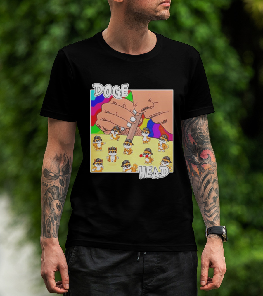 Doge Head Meme Cartoon With Dogs And Sunglasses T-Shirt