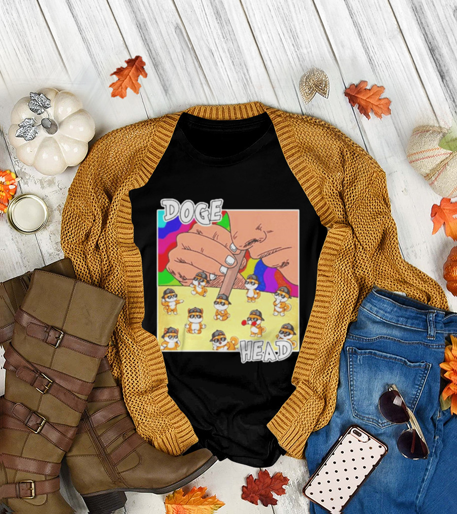 Doge Head Meme Cartoon With Dogs And Sunglasses T-Shirt