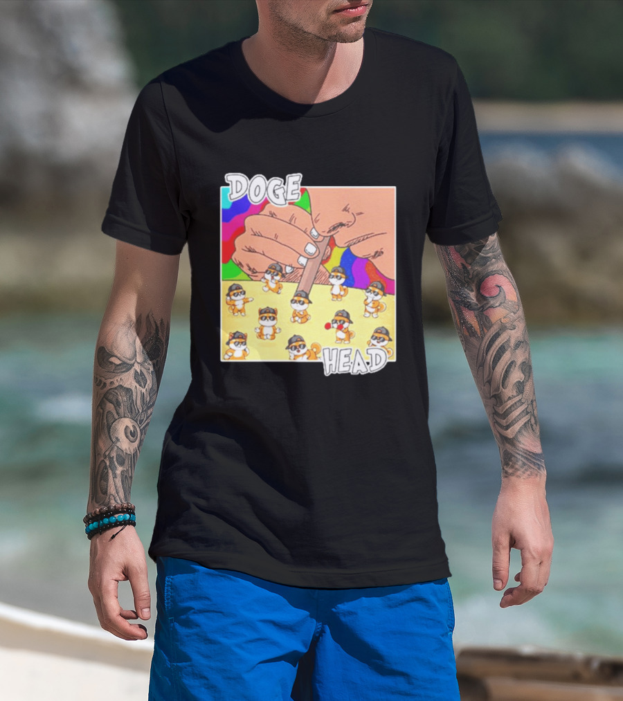 Doge Head Meme Cartoon With Dogs And Sunglasses T-Shirt