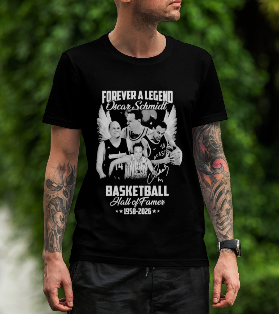 Forever A Legend Oscar Schmidt Basketball Hall Of Famer 1958 2026 Winged T-Shirt