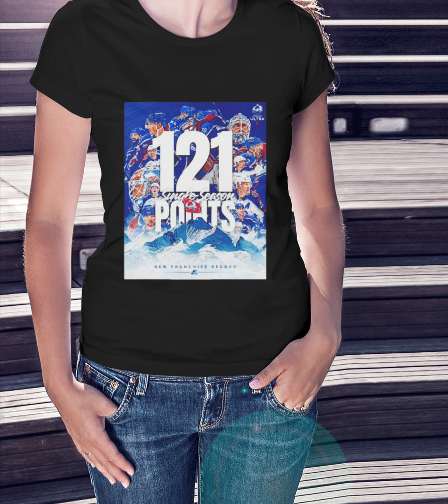 Colorado Avalanche 121 Single Season Points New Franchise Record T-Shirt