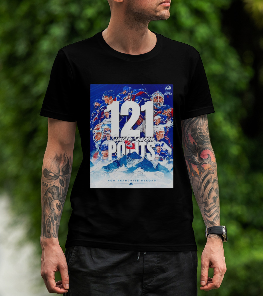 Colorado Avalanche 121 Single Season Points New Franchise Record T-Shirt