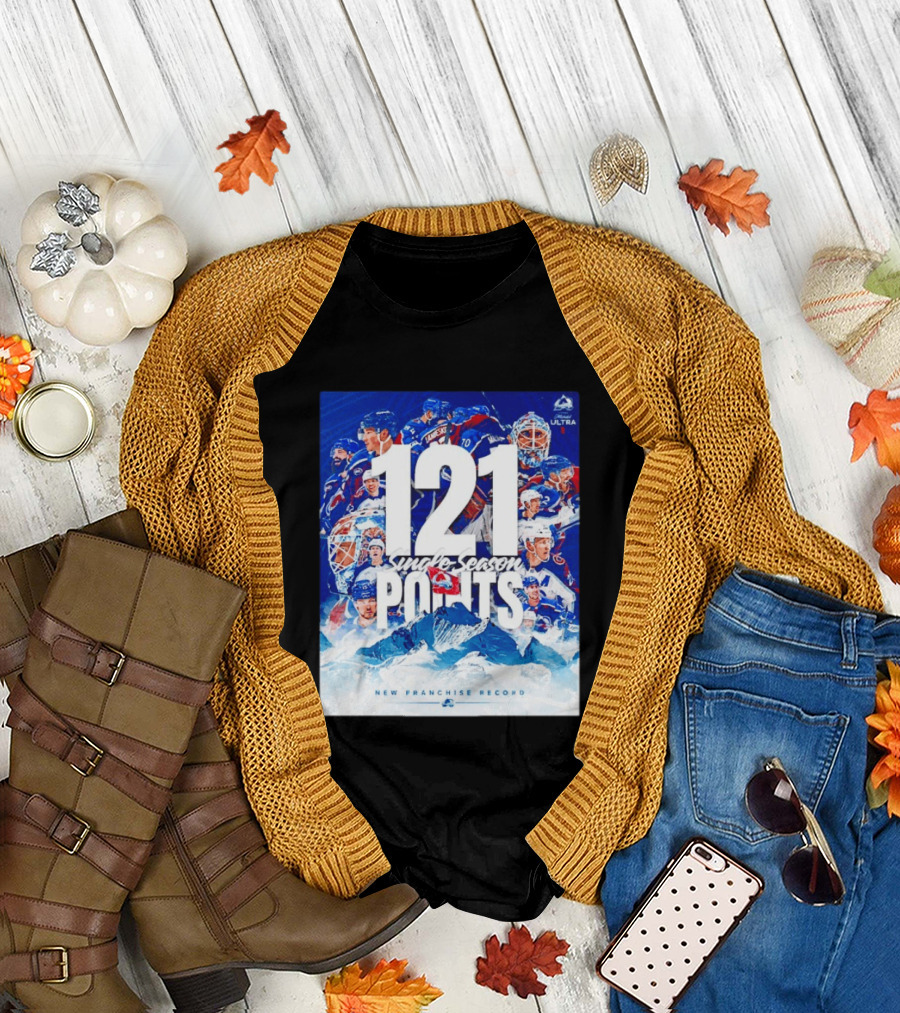 Colorado Avalanche 121 Single Season Points New Franchise Record T-Shirt