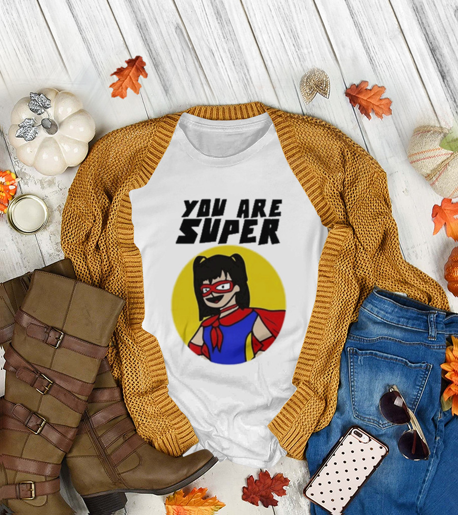 You Are Super Hero Girl with Red Cape and Mask T-Shirt