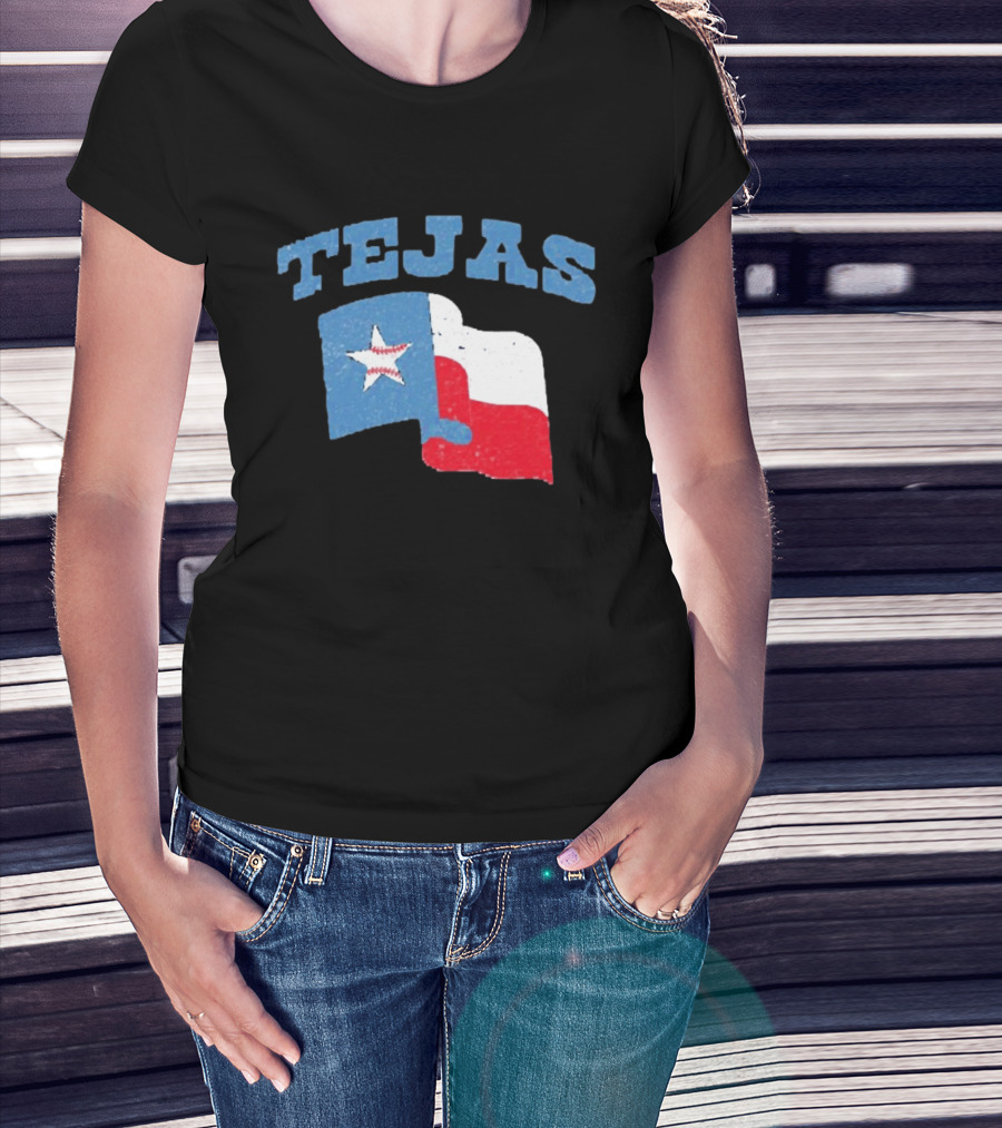 TEJAS Texas Flag With Baseball Star T-Shirt