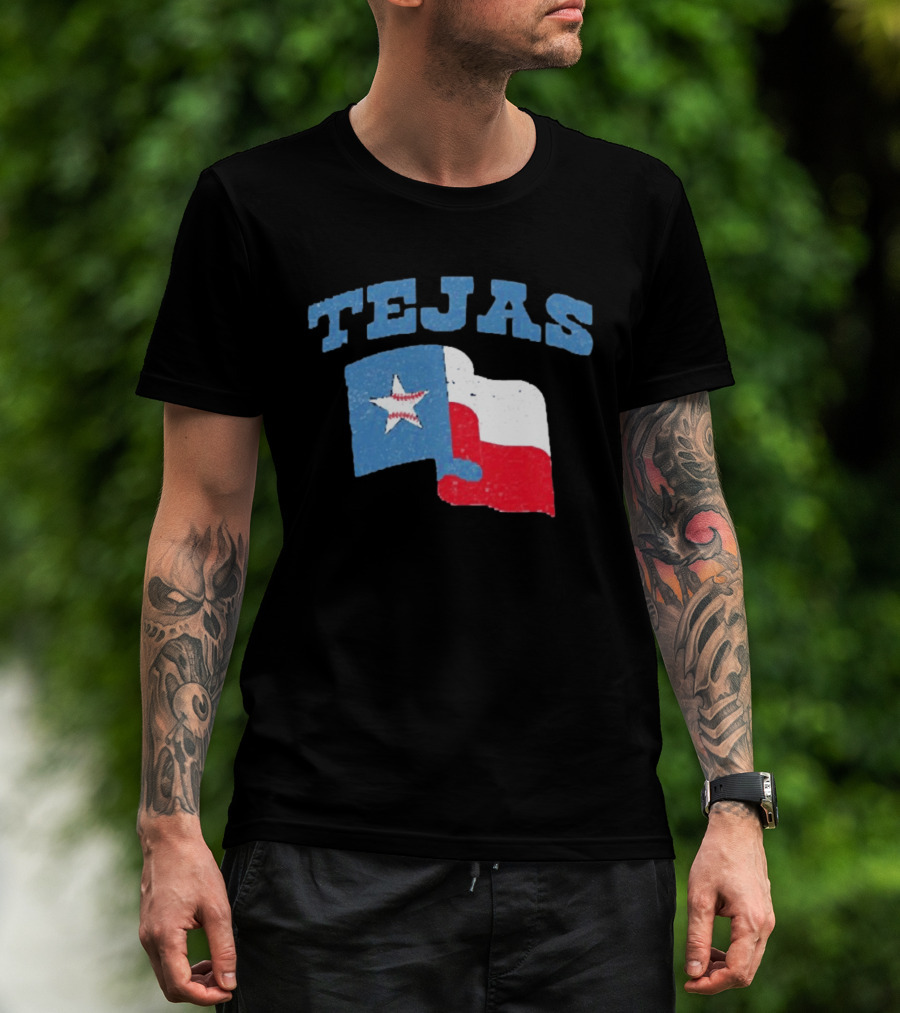 TEJAS Texas Flag With Baseball Star T-Shirt