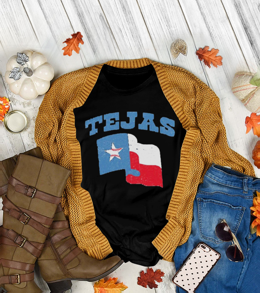 TEJAS Texas Flag with Baseball Star T-Shirt
