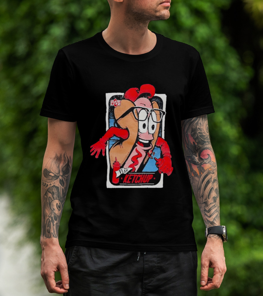 Cleveland Hot Dog Character Glasses Team Ketchup T-Shirt