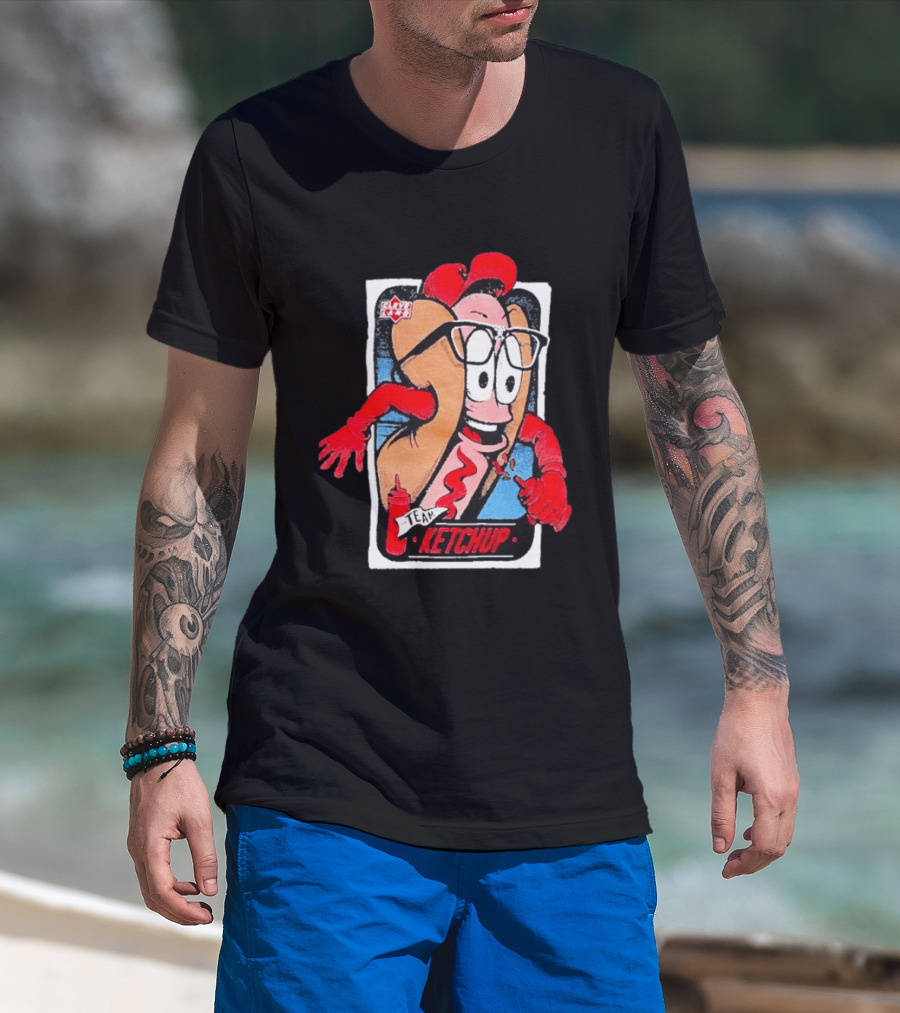 Cleveland Hot Dog Character Glasses Team Ketchup T-Shirt