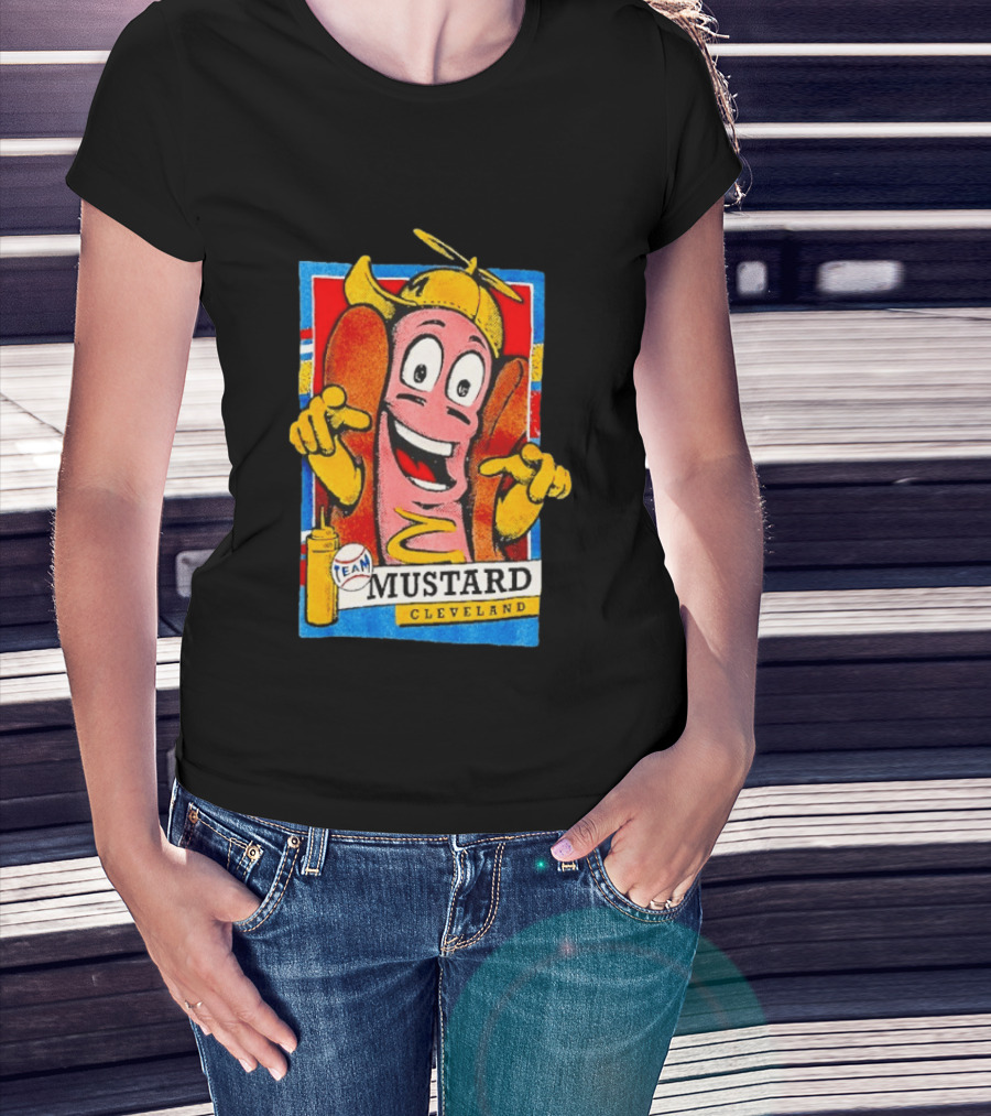 Cleveland Team Mustard Hot Dog Character Colorful T-Shirt