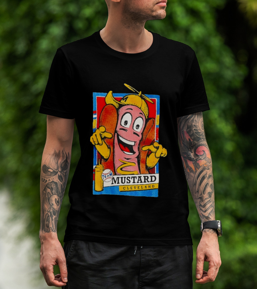 Cleveland Team Mustard Hot Dog Character Colorful T-Shirt