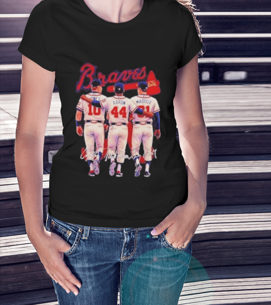 Atlanta Braves Jones Aaron Maddux Iconic Baseball Legends T-Shirt