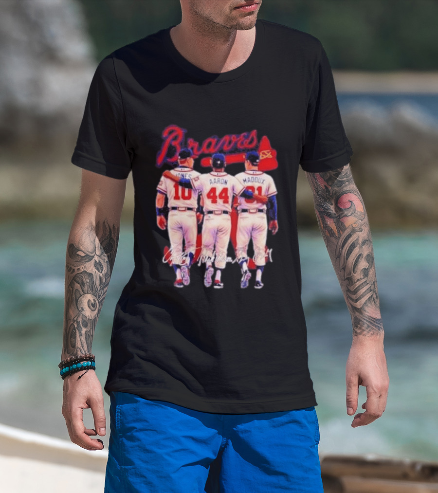 Atlanta Braves Jones Aaron Maddux Iconic Baseball Legends T-Shirt