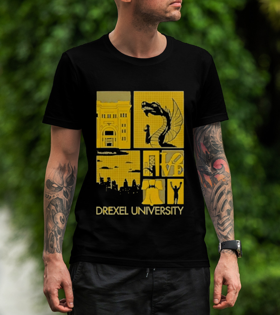Drexel University Dragons Skyline Liberty Bell Icon Philadelphia T-Shirt