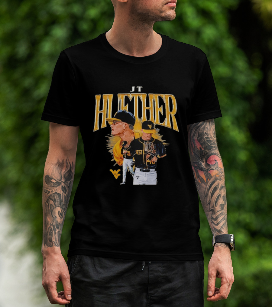 JT Huether West Virginia Mountaineers Baseball Player WV T-Shirt