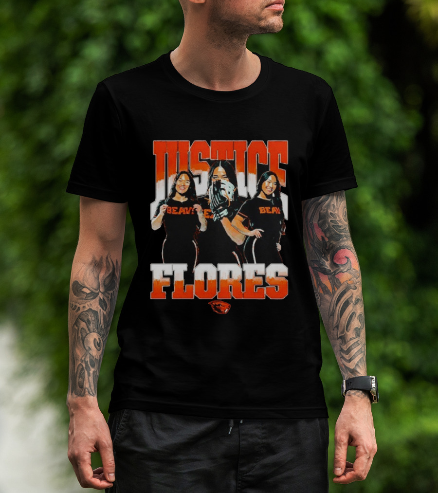 Justice Flores Beavers NCAA Oregon State Softball Player Collage T-Shirt