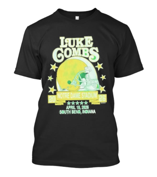Luke Combs Notre Dame Stadium April 2026 South Bend Indiana Football Helmet Stars T-Shirt