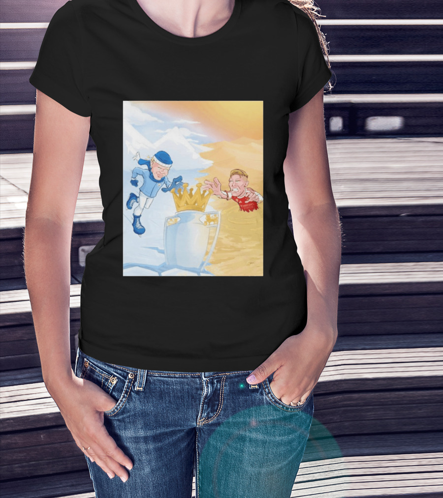 Manchester City Versus Arsenal April 2026 Premier League Title Showdown Cartoon T-Shirt