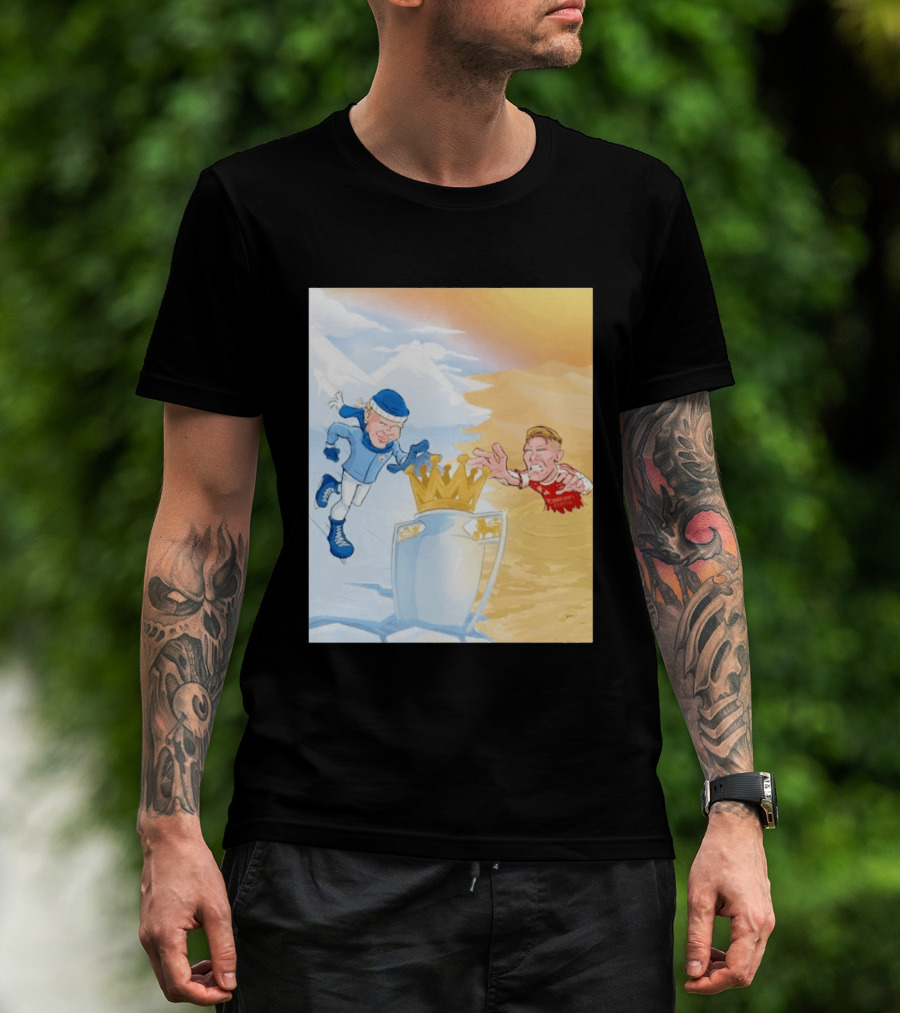 Manchester City Versus Arsenal April 2026 Premier League Title Showdown Cartoon T-Shirt