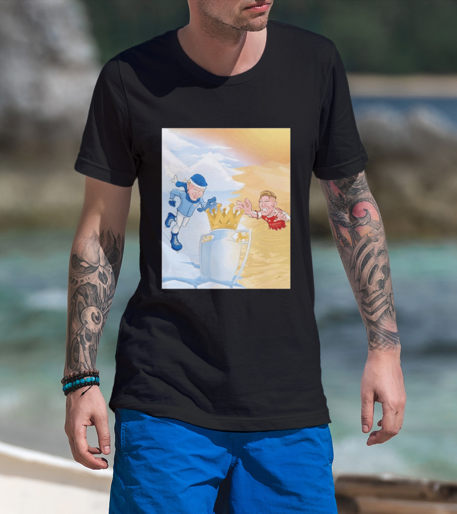 Manchester City Versus Arsenal April 2026 Premier League Title Showdown Cartoon T-Shirt