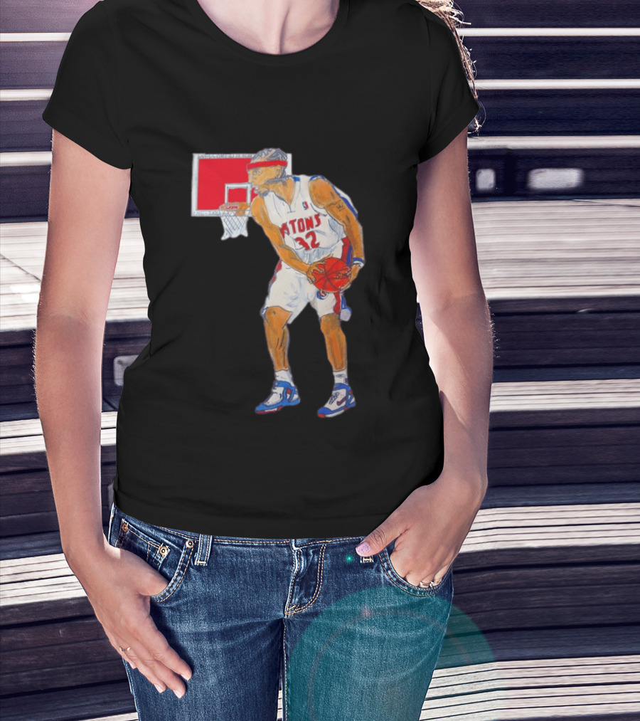 Richard Hamilton Pistons Let It Rip 32 Basketball Action T-Shirt