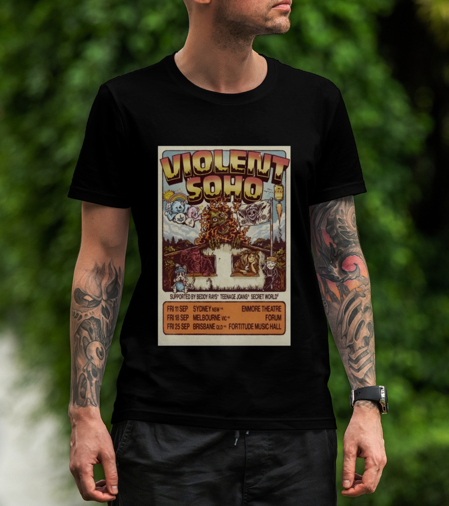 Violent Soho Australia Tour 2026 Enmore Theatre Forum Fortitude Music Hall Beddy Rays Teenage Joans Secret World T-Shirt