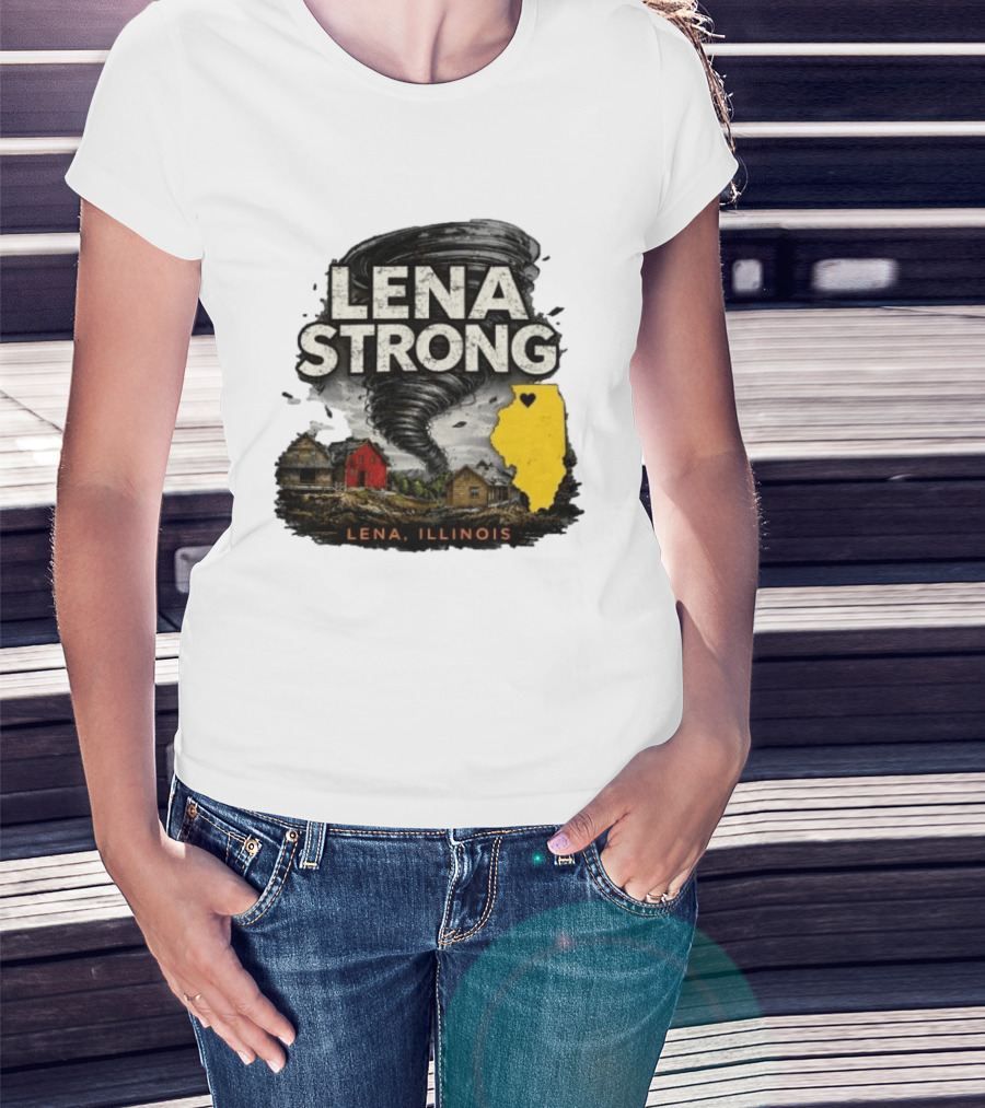 Lena Strong Illinois Tornado Heart Support T-Shirt